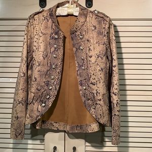 Open front snake print jacket NWOT